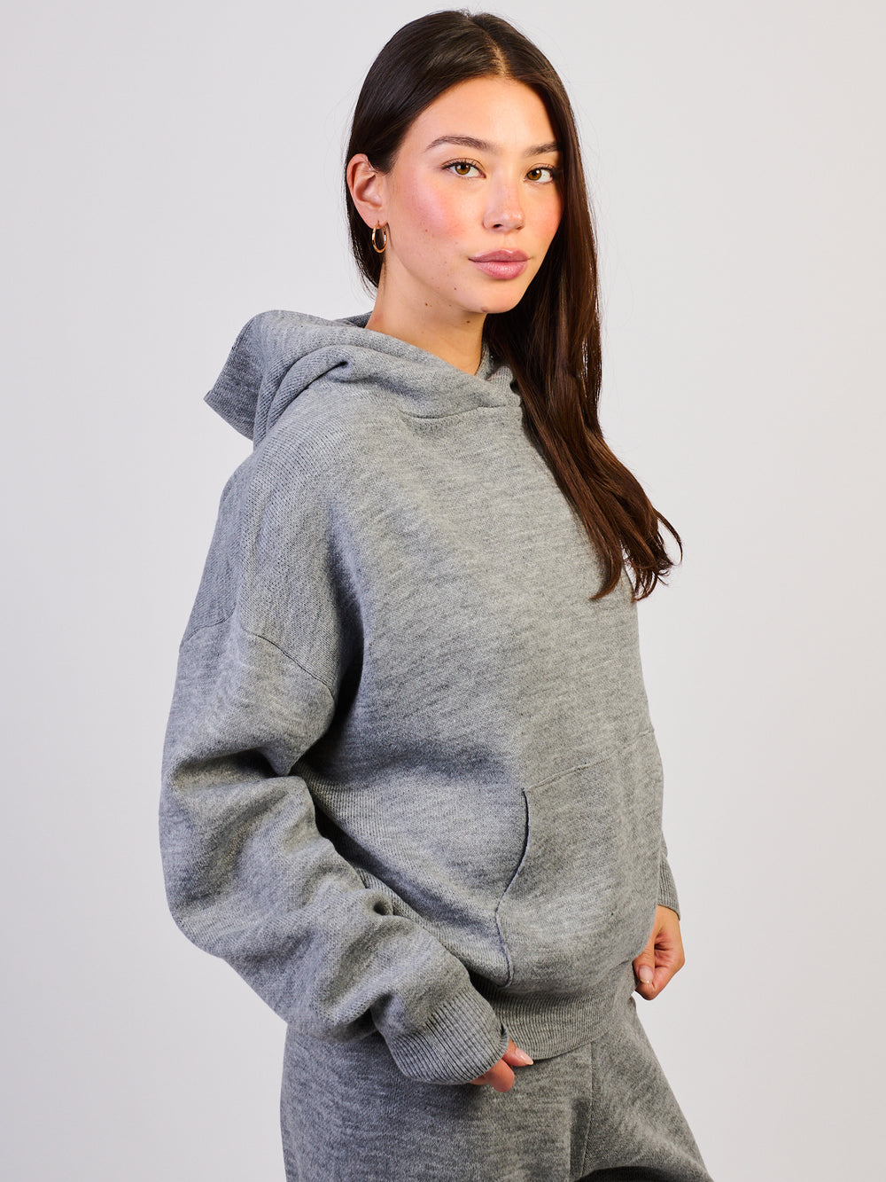 HARLOW HARLOW STORMI KNIT HOODIE - HEATHER GREY - Boathouse