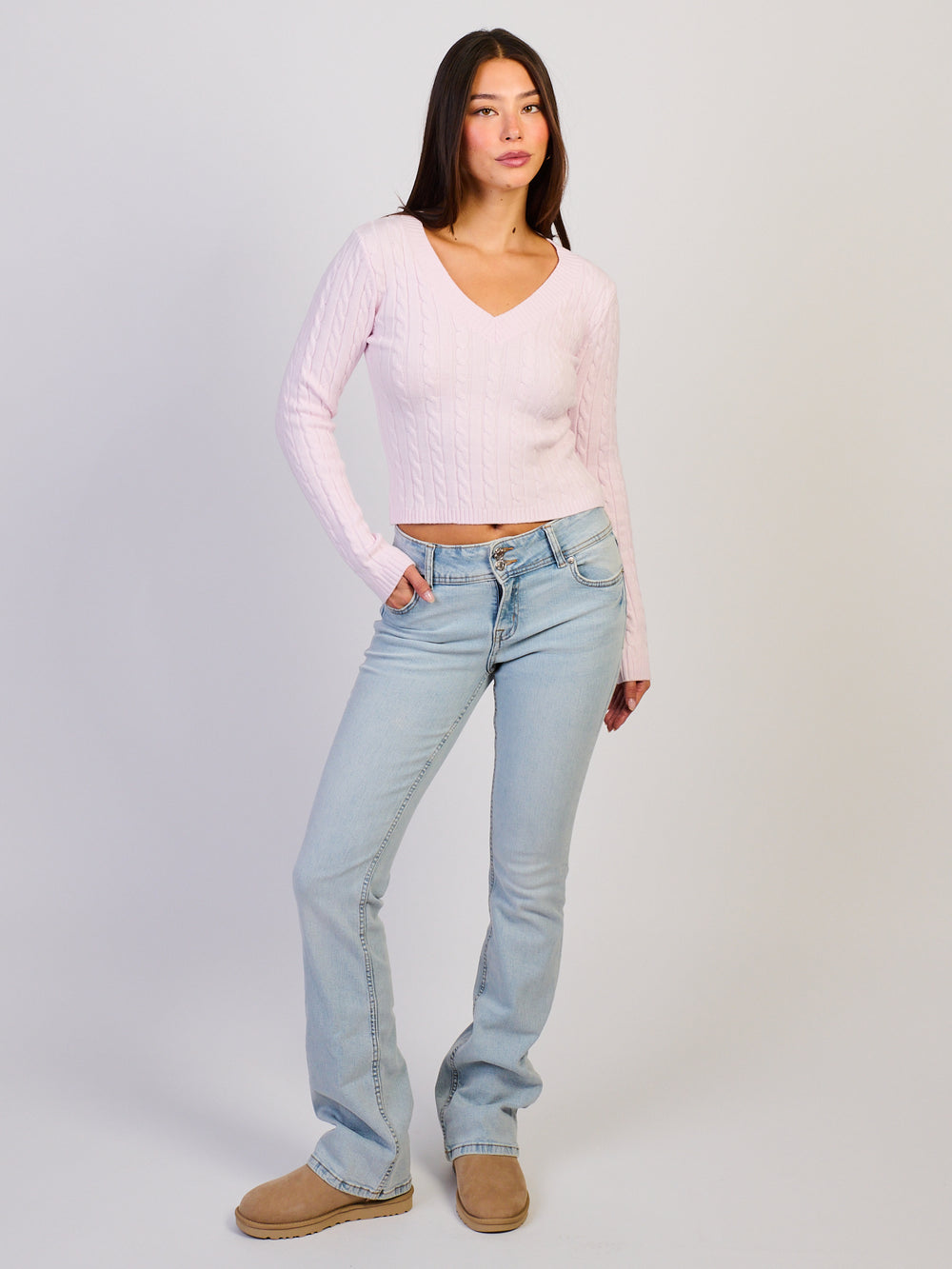 HARLOW HARLOW PAIGE V - NECK SWEATER - BABY PINK - Boathouse