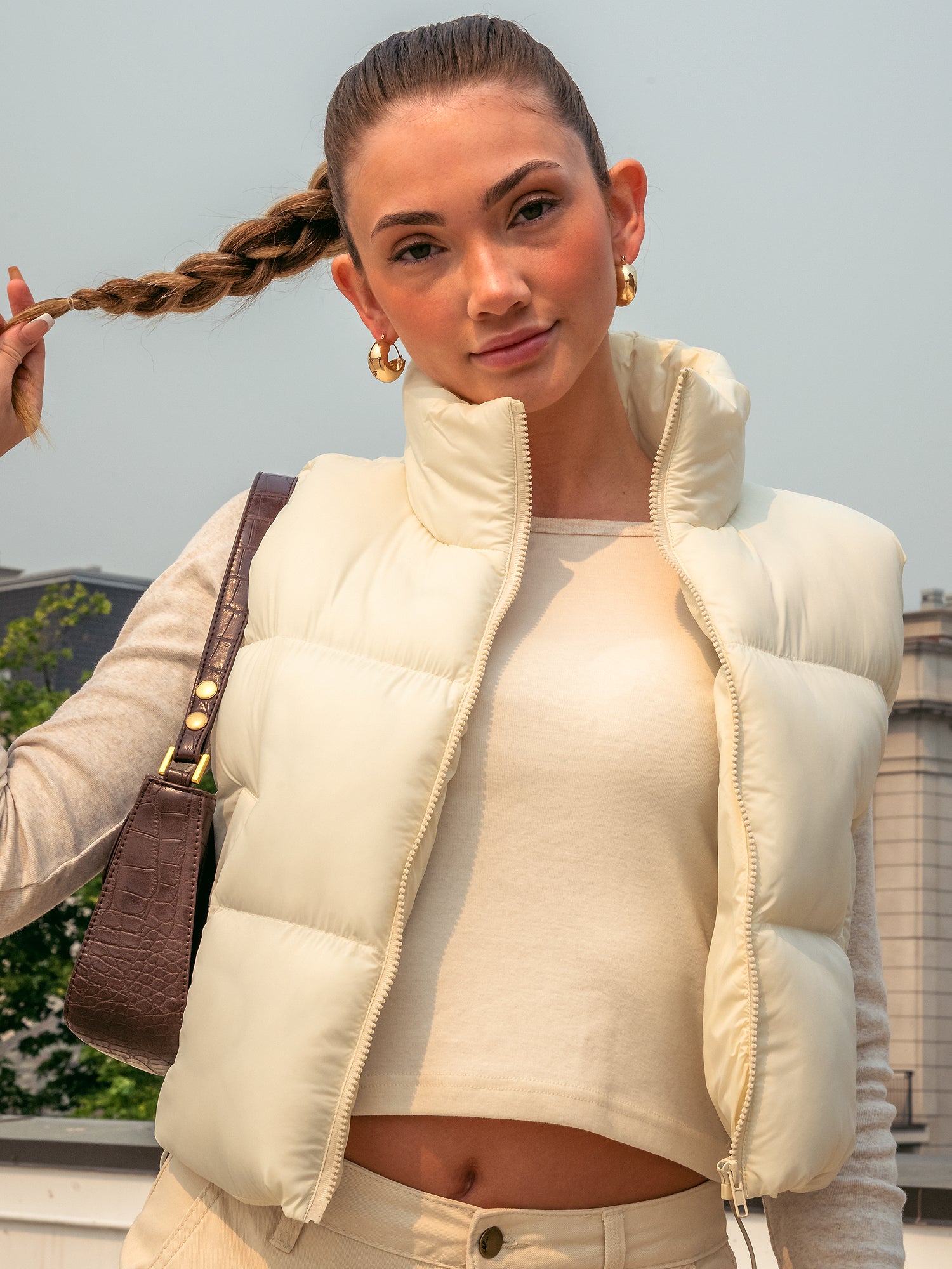 HARLOW PEGGY PUFFER VEST - CREAM CLEARANCE