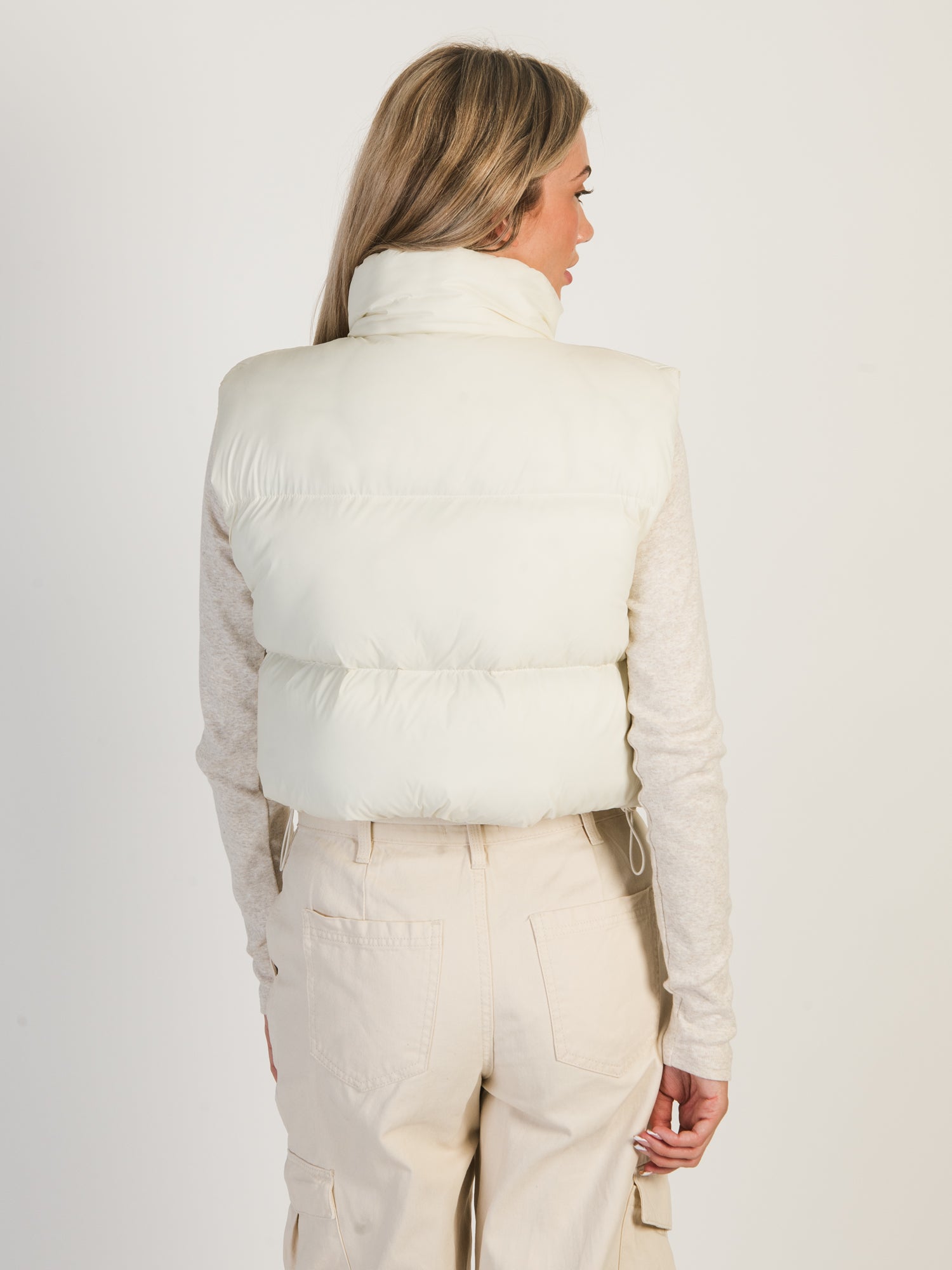 Cream puffer vest clearance womens