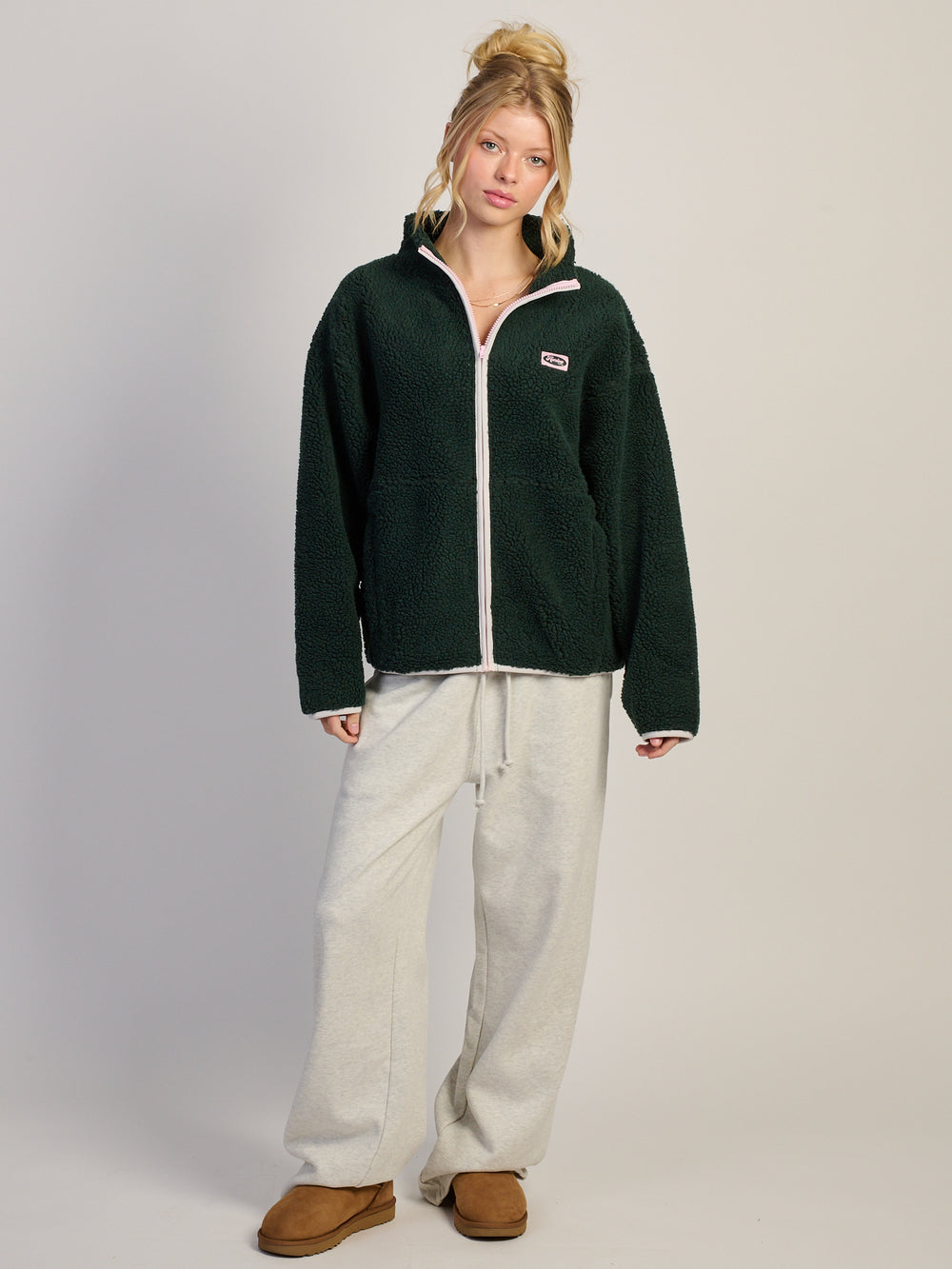 HARLOW COCO SHERPA ZIP - FORÊT