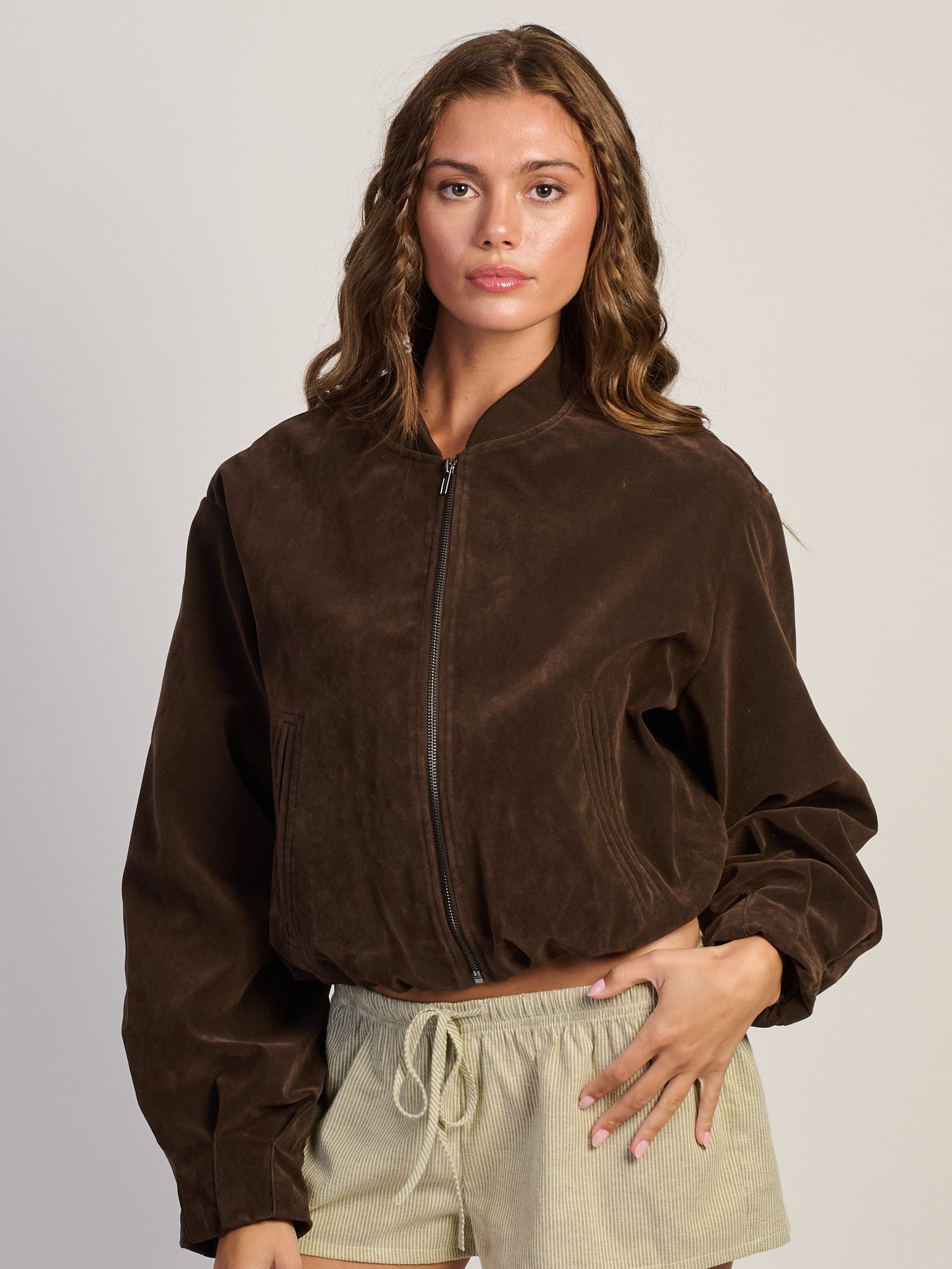 VESTE HARLOW SARA SUEDE - BRUN