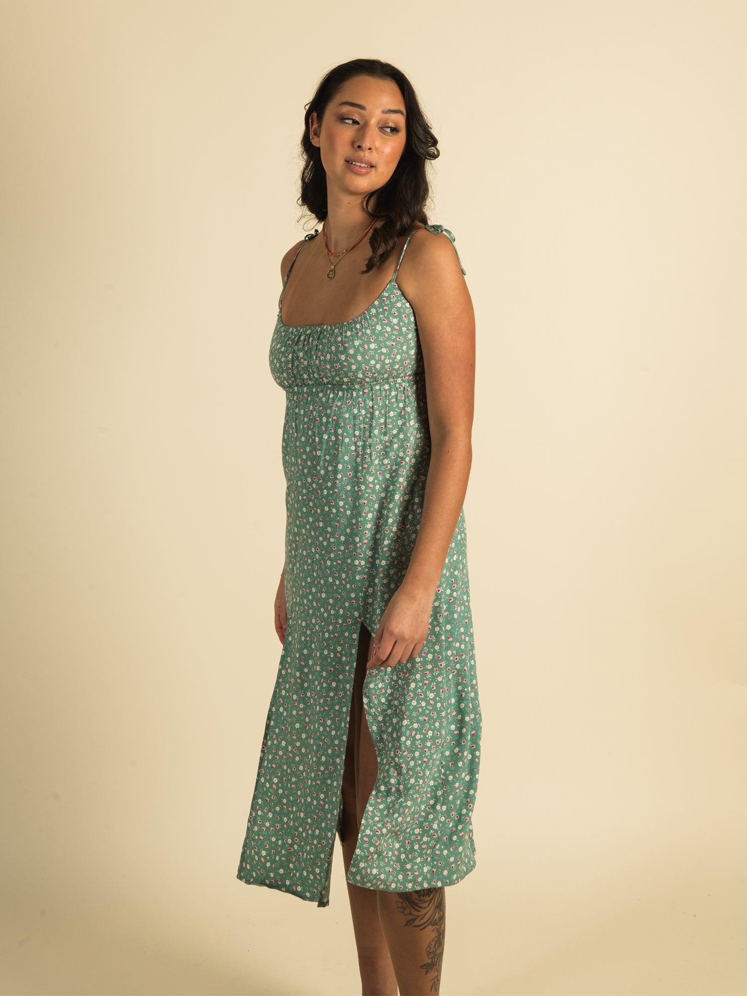 HARLOW MARY TIE SLIT DRESS