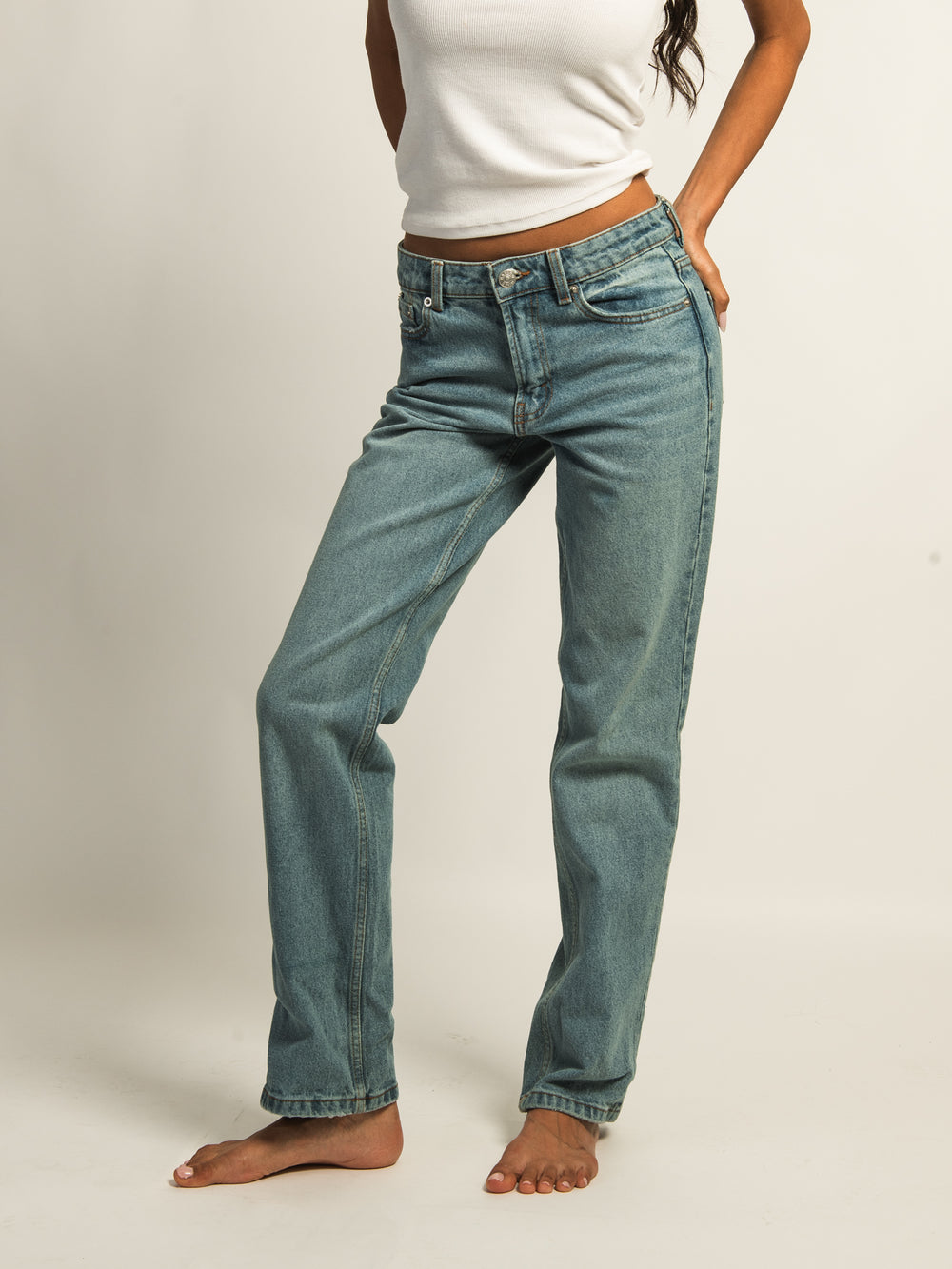 JEAN DROIT TAILLE MI-HAUTE HARLOW - DÉLAVAGE MOYEN