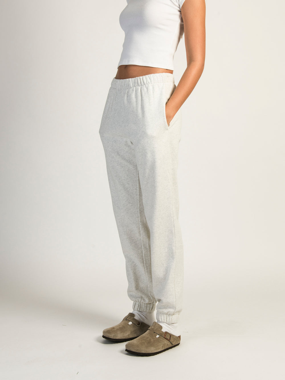 PANTALON DE SURVÊTEMENT CHINÉ JORDANA– HEATHER CLOUD/BLANC NUAGE