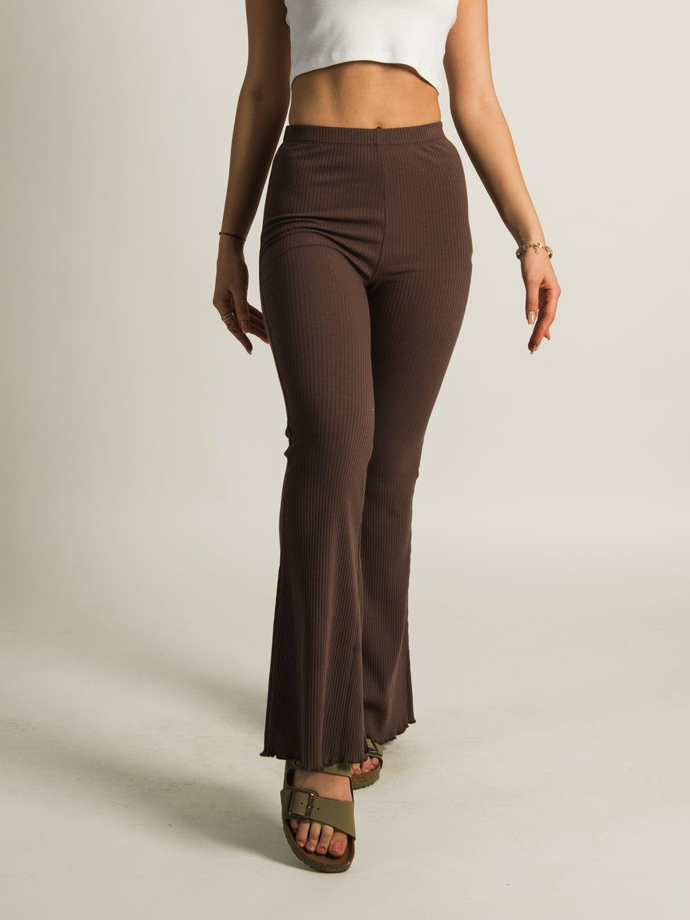HARLOW MARIE LOUNGE FLARE PANT - HEATHER CHARCOAL