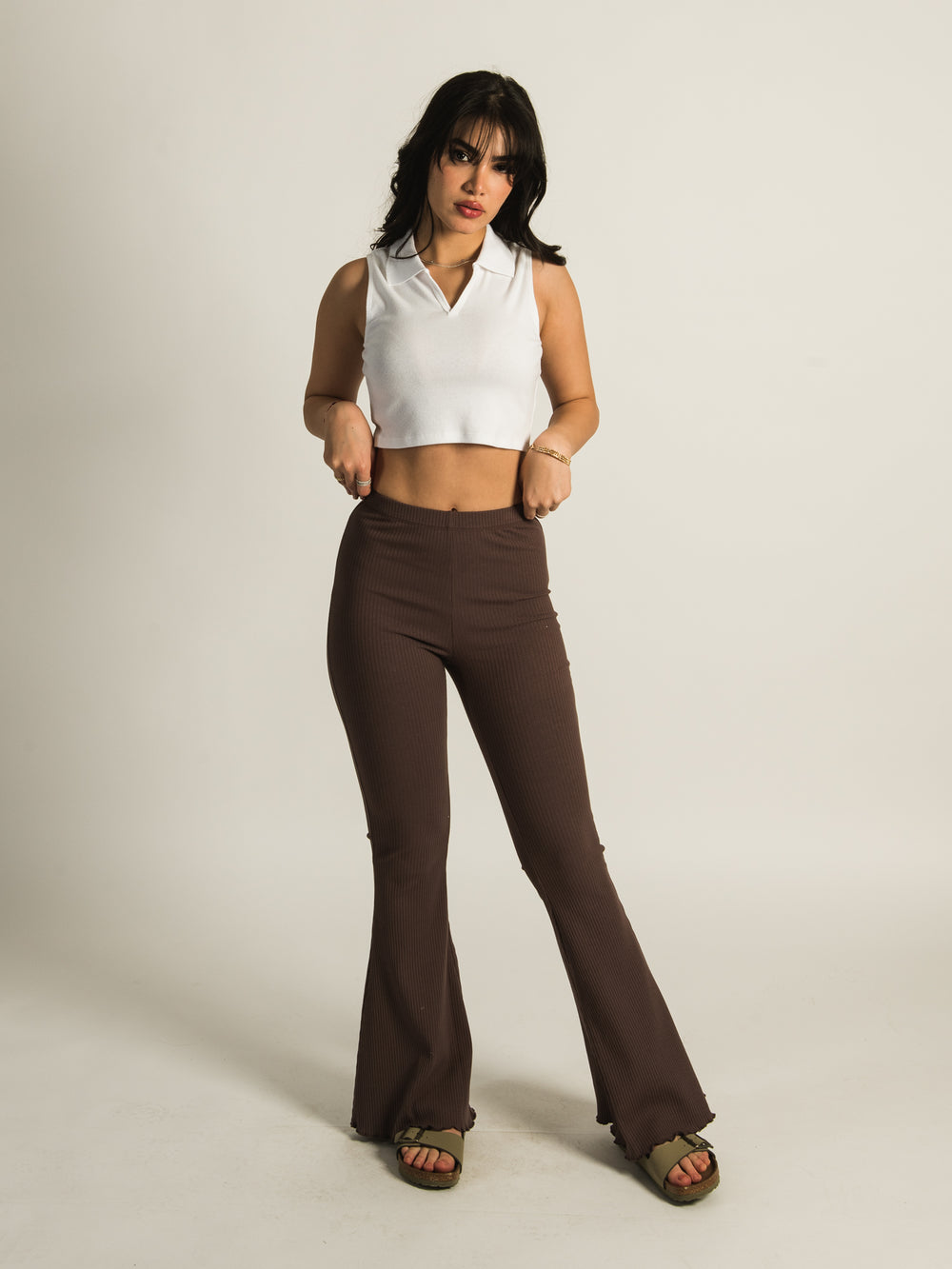 HARLOW RIBBED FLARE PANT  - CLEARANCE