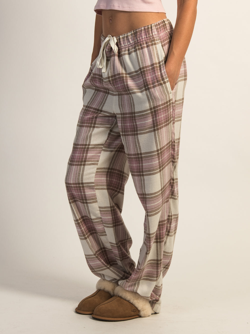 HARLOW PLAID PANT - PINK