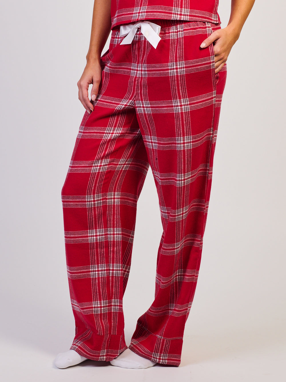 PANTALON À CARREAUX HARLOW - ROUGE/BLANC