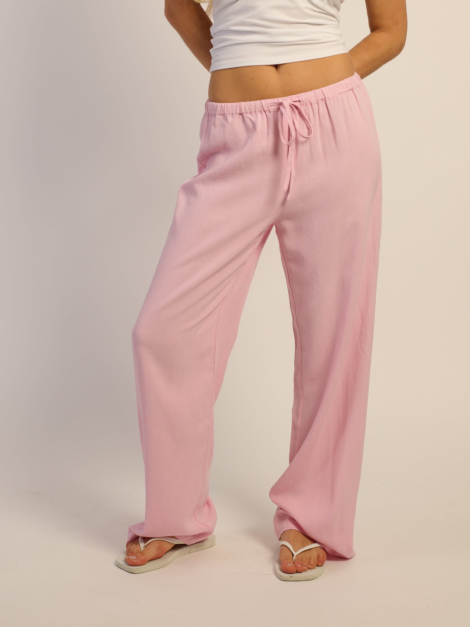 PANTALON EN LIN HARLOW LANA - ROSE