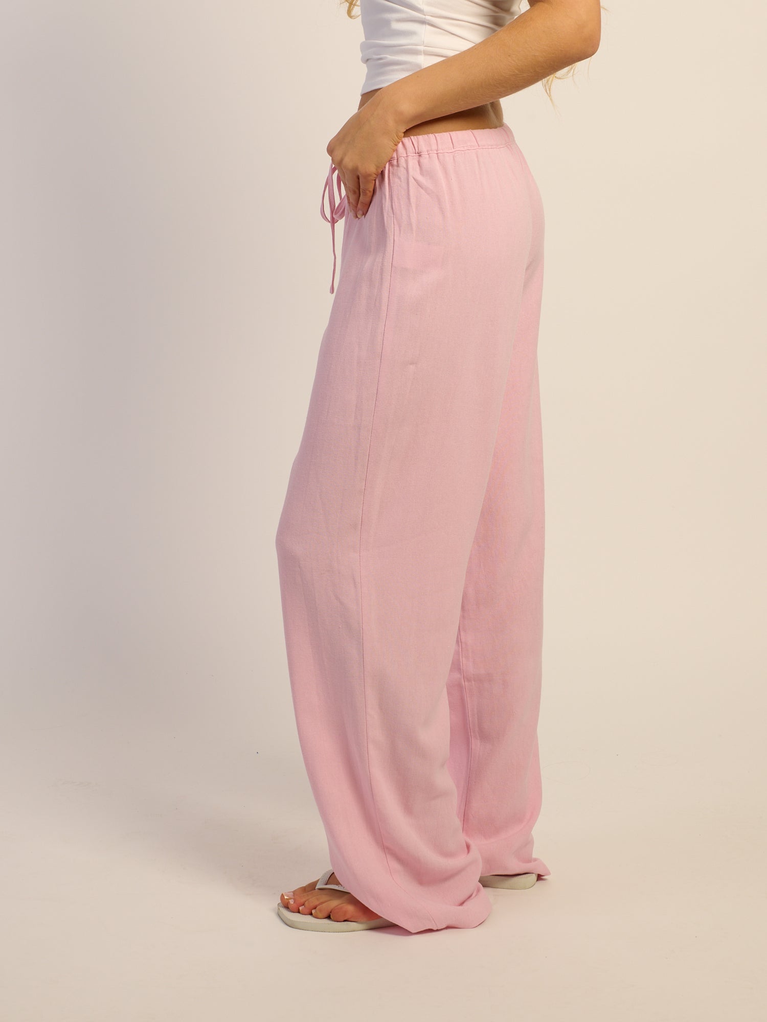 PANTALON EN LIN HARLOW LANA - ROSE