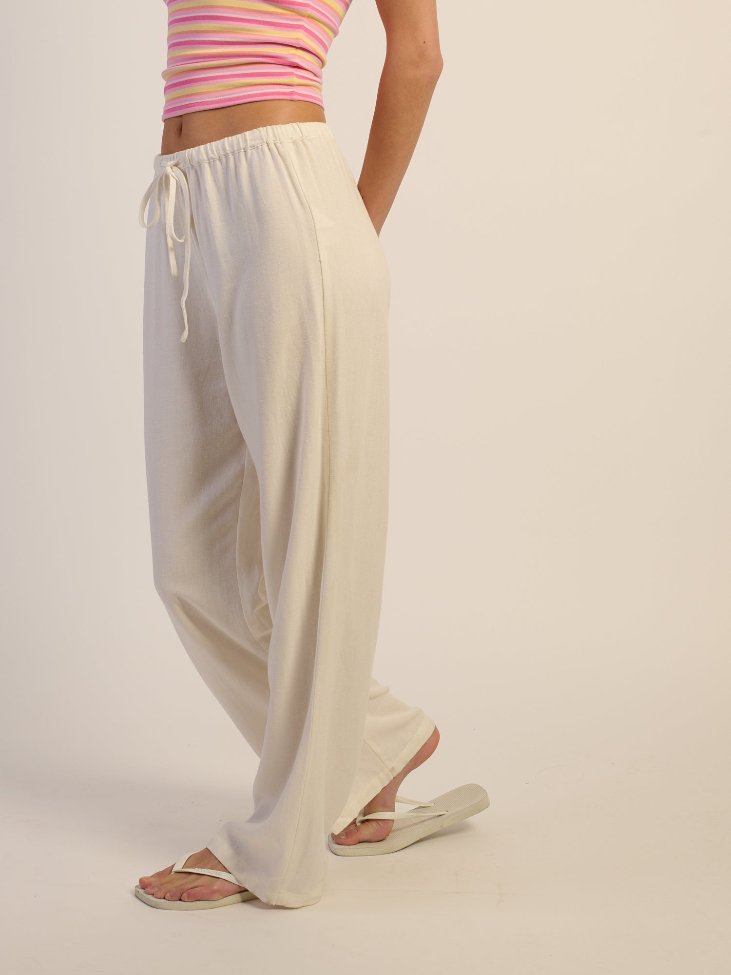 PANTALON EN LIN HARLOW LANA – BLANC