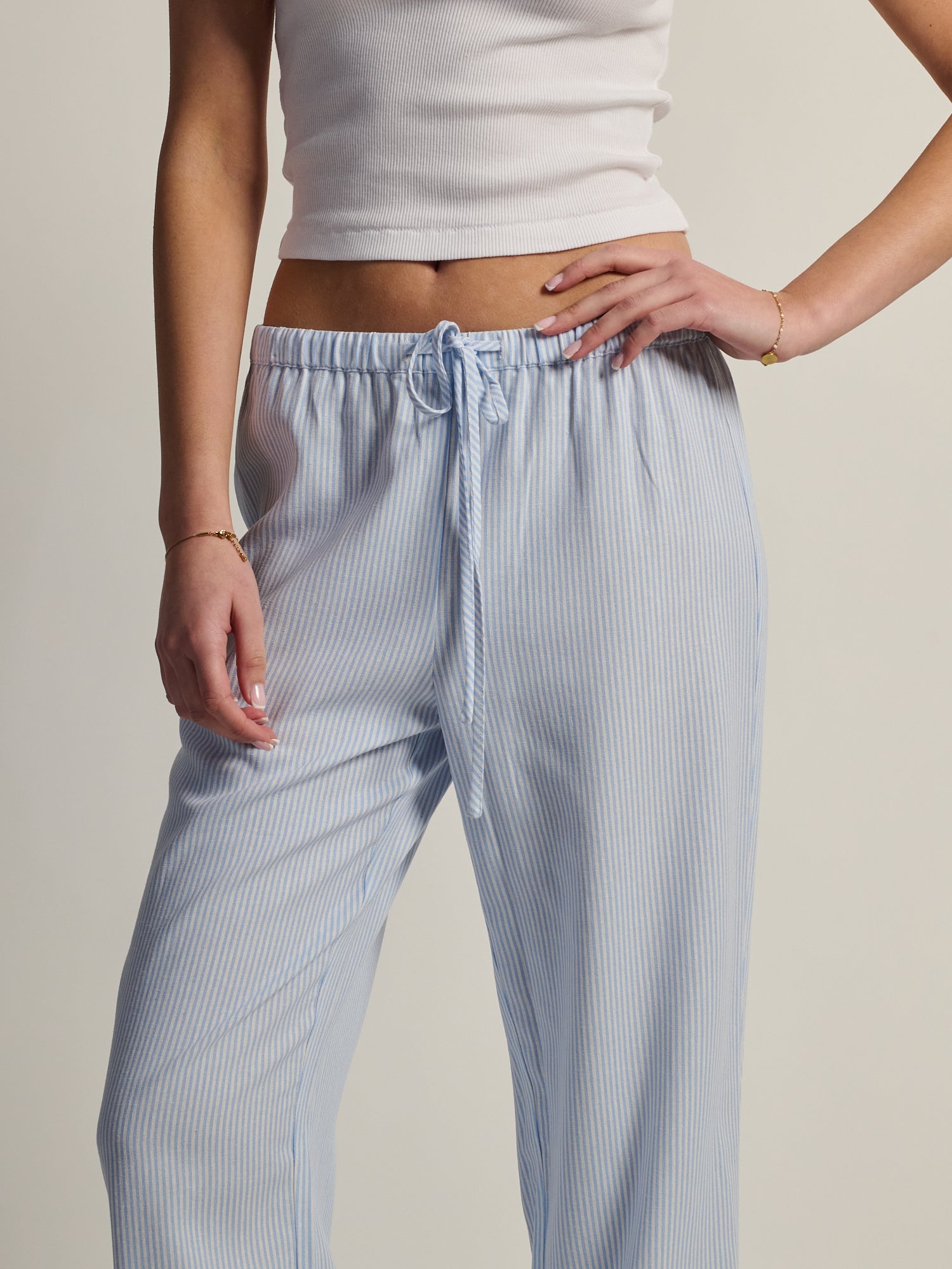 HARLOW LANA PANTALON EN LIN - RAYÉ BLEU/BLANC
