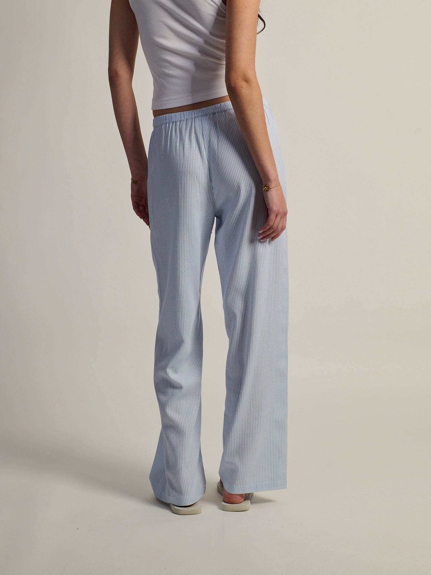 HARLOW LANA PANTALON EN LIN - RAYÉ BLEU/BLANC