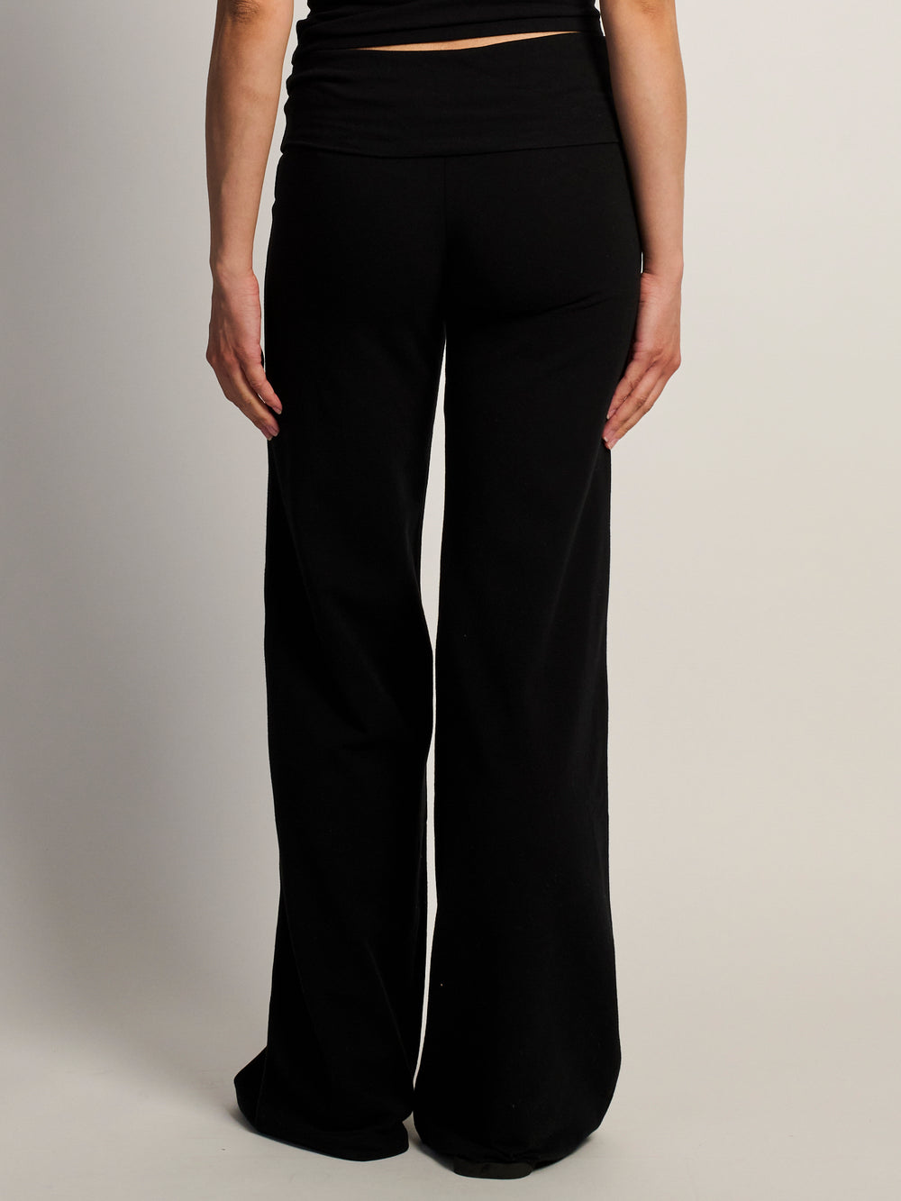 HARLOW ESSENTIAL FOLDOVER WIDE LEG PANT - NOIR