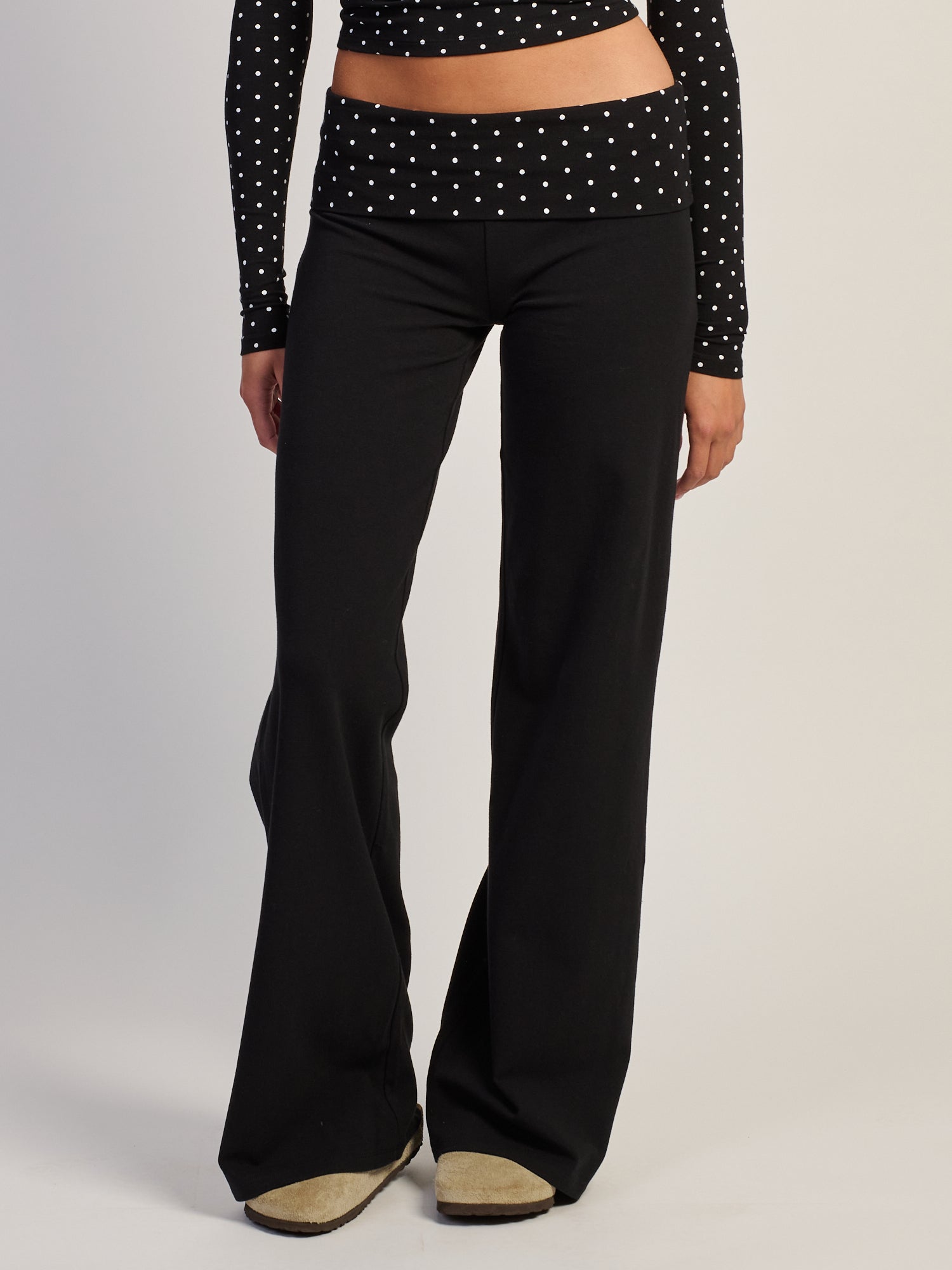 HARLOW ESSENTIALS FOLDOVER PANT - BLACK/WHITE
