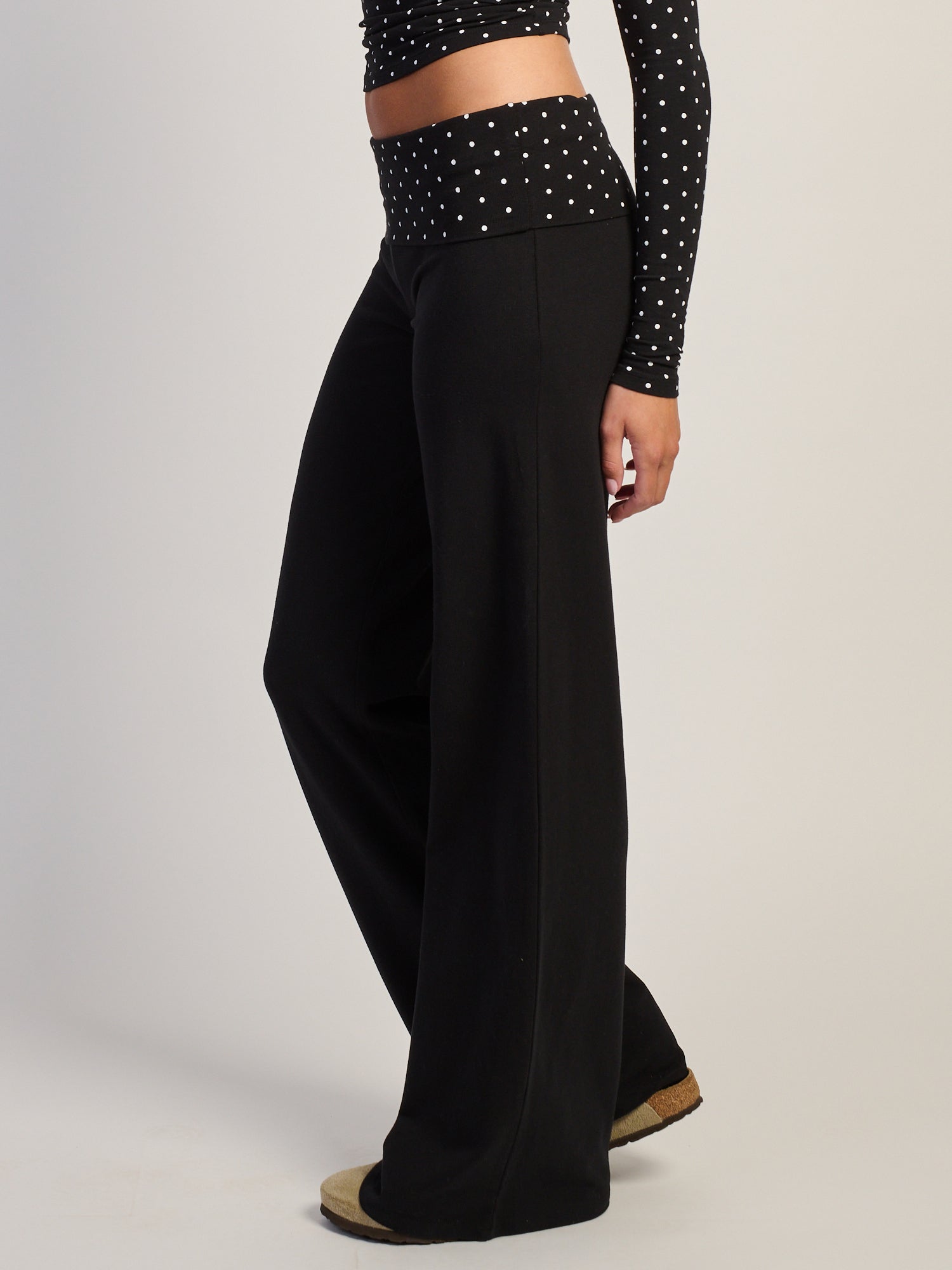 HARLOW ESSENTIALS FOLDOVER PANT - NOIR/BLANC