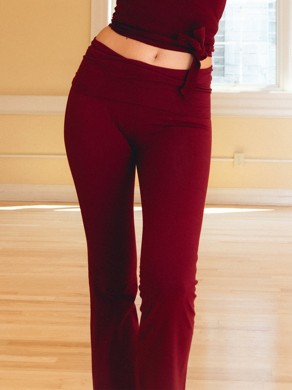 HARLOW GIA FOLDOVER PANT - BURGUNDY