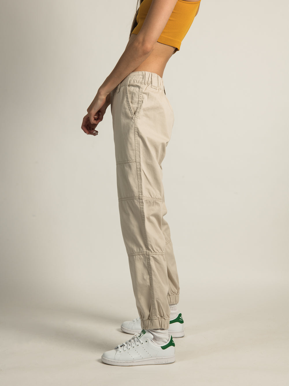 High Waisted Cargo Pants Beige Utility Trousers –