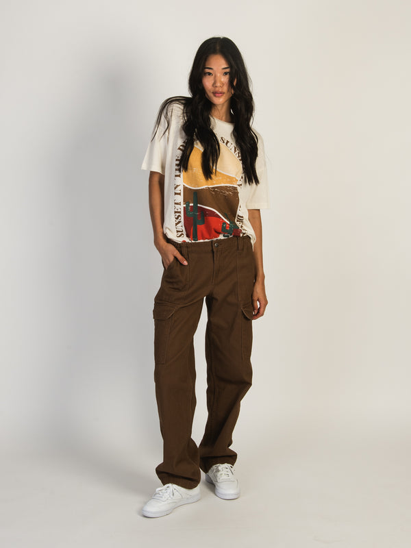 HARLOW LOW RISE CARGO PANT - CHOCOLATE - CLEARANCE