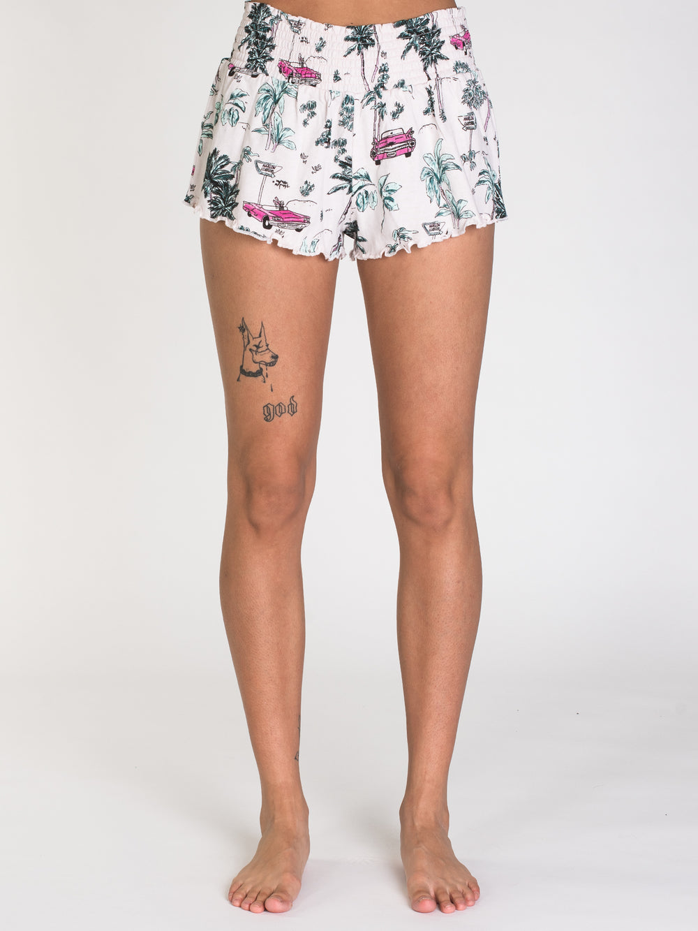 HARLOW ERIKA PRINT LETTUCE SHORT - CLEARANCE