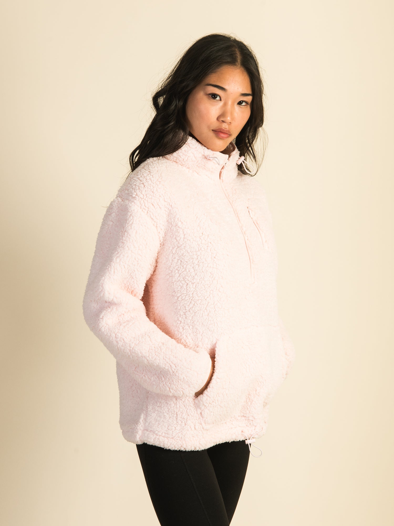 Sherpa half zip on sale pink