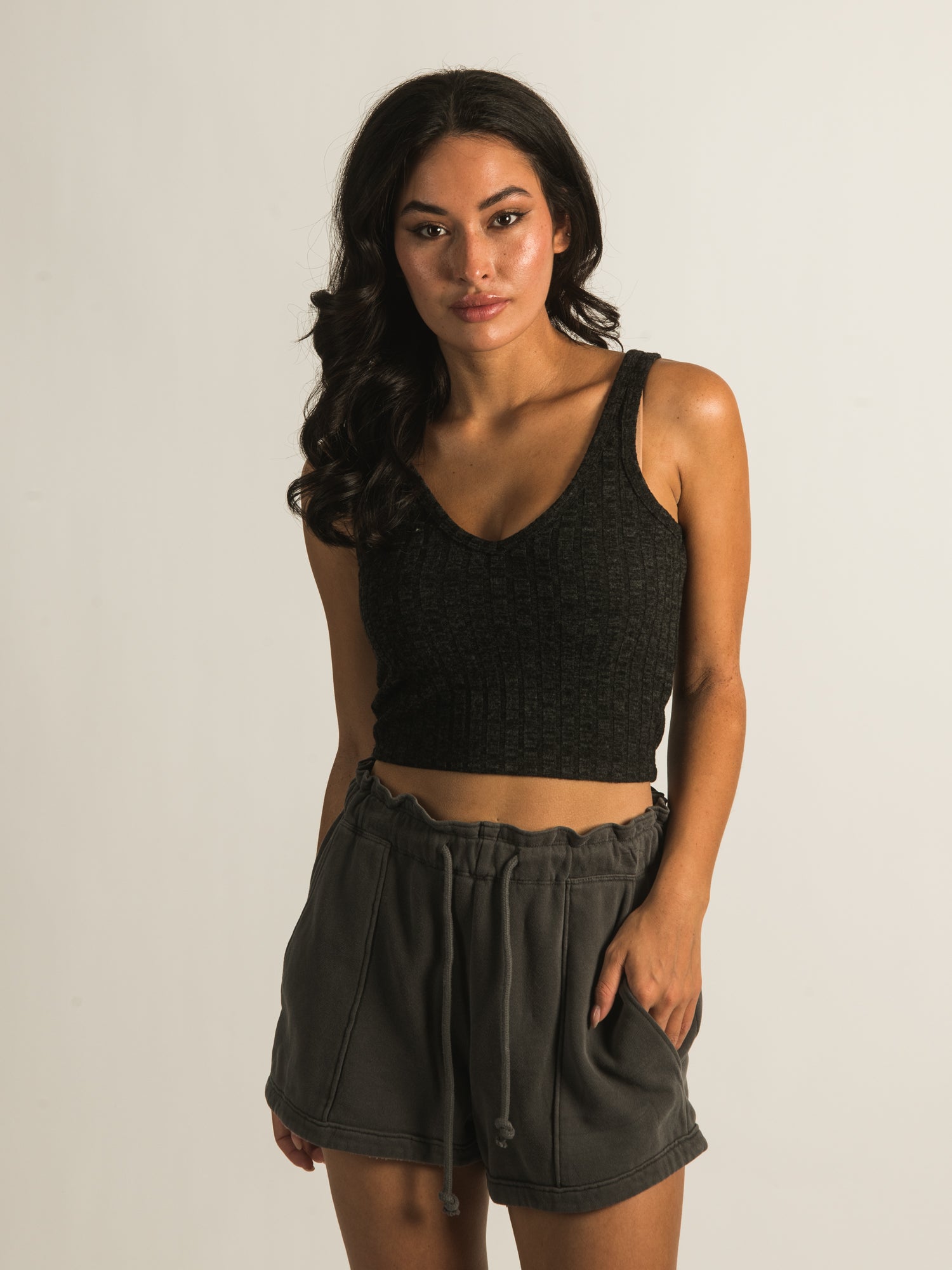 HARLOW RIBBED VNECK TANK TOP - CLEARANCE