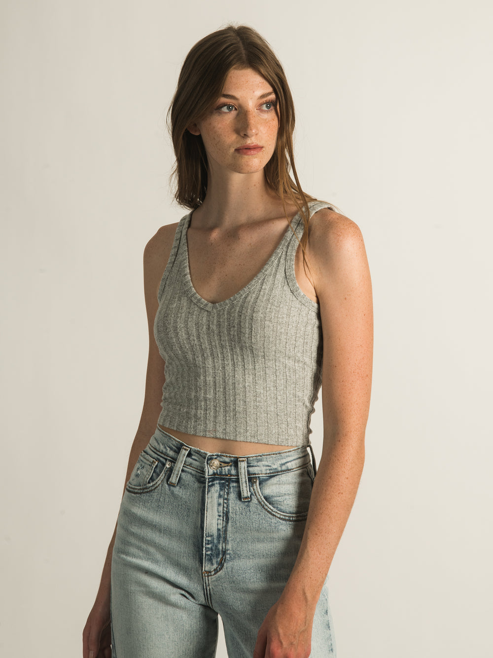 HARLOW RIBBED VNECK TANK TOP - CLEARANCE