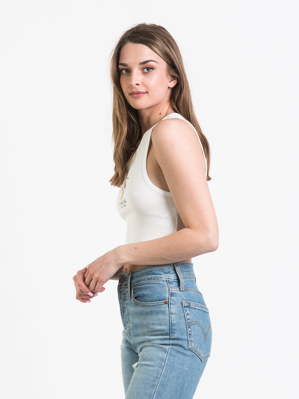 HARLOW HIGHNECK EMBROIDERED TANK - CLEARANCE