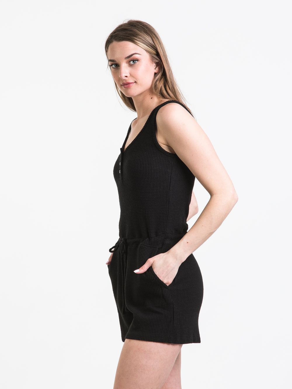 HARLOW HENLEY WAFFLE ROMPER - CLEARANCE