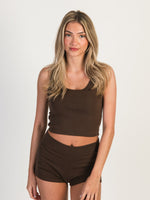 HARLOW TILLY CROPPED TANK - CHOCOLATE