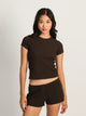 HARLOW HARLOW ALLIE WAFFLE TEE - CHOCOLATE - Boathouse