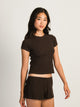 HARLOW HARLOW ALLIE WAFFLE TEE - CHOCOLATE - Boathouse