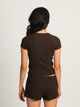 HARLOW HARLOW ALLIE WAFFLE TEE - CHOCOLATE - Boathouse