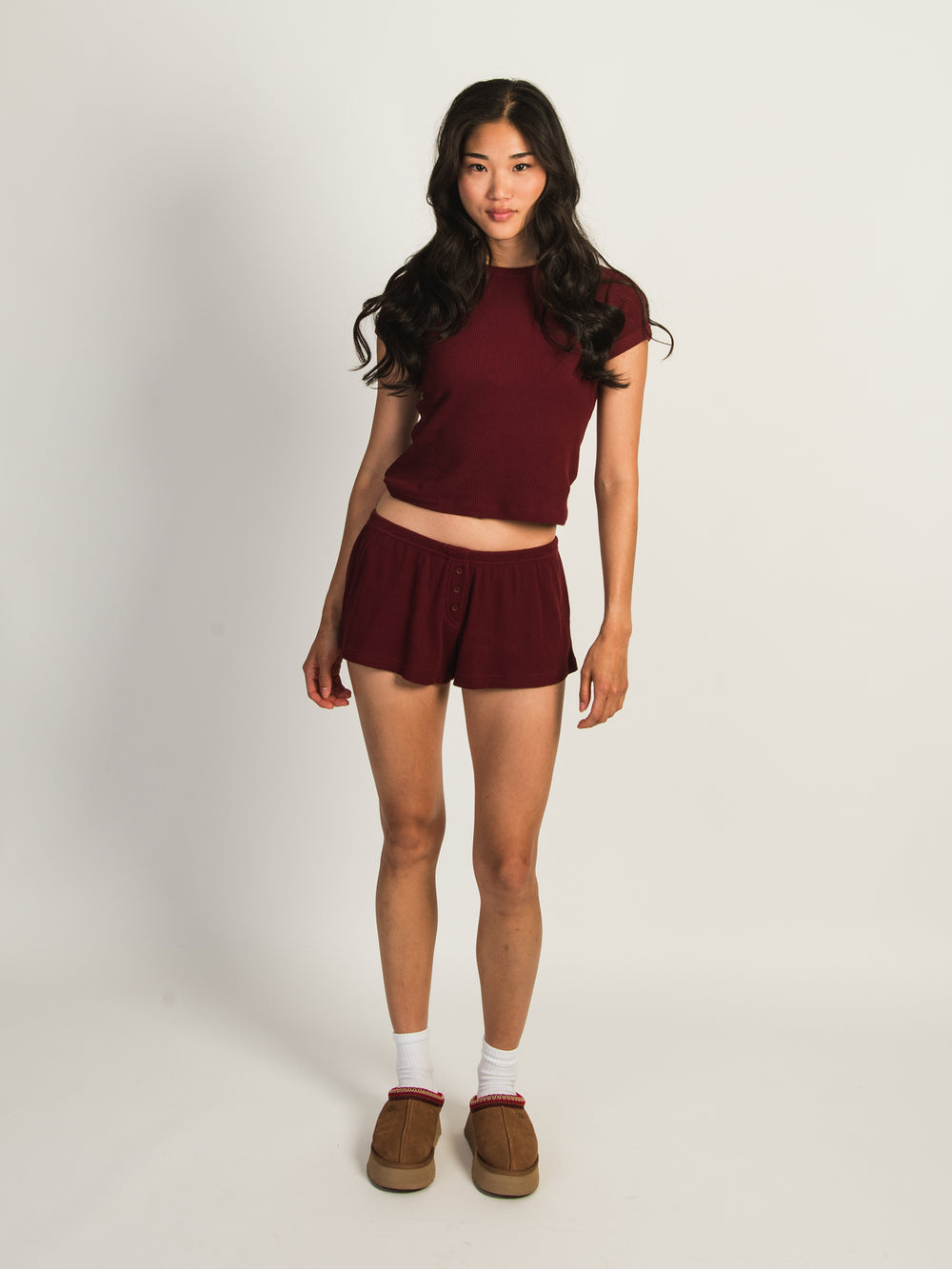 SHORT GAUFRÉ HARLOW ALLIE - BORDEAUX