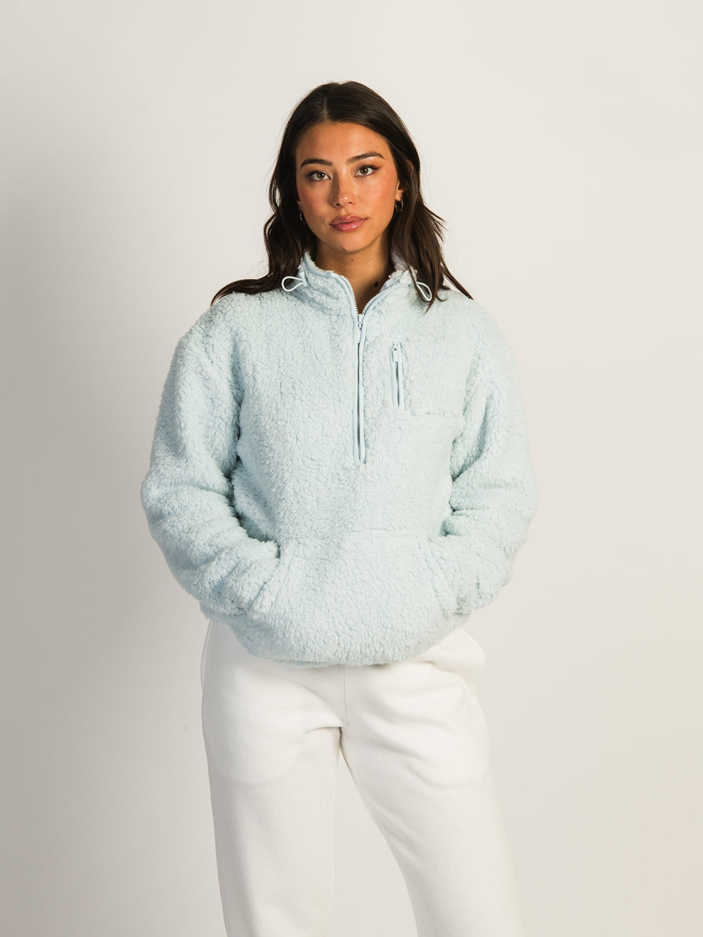 HARLOW TEDDY SHERPA QUARTER ZIP - LIGHT BLUE