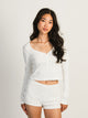 HARLOW HARLOW PIA POINTELLE DITSY LONG SLEEVE HENLEY - OFF WHITE - Boathouse