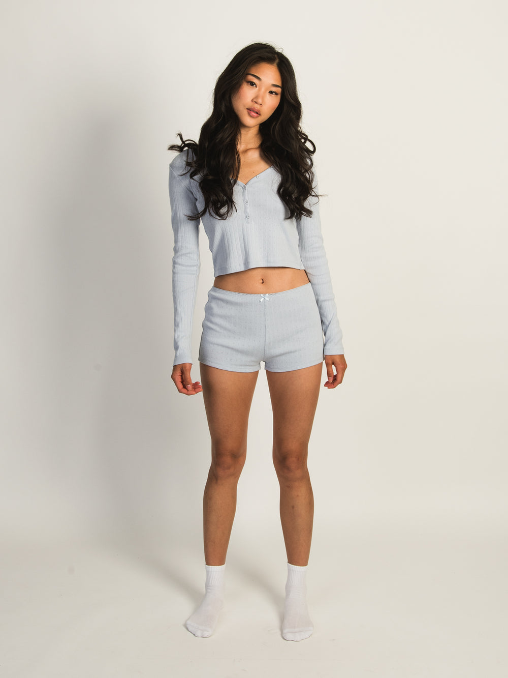 HARLOW PIA POINTELLE SHORTS - BABY BLUE