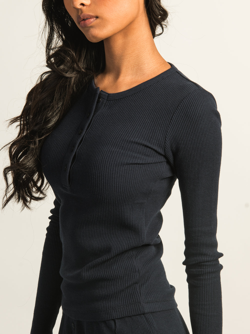 HARLOW WINNIE WAFFLE HENLEY - NAVY