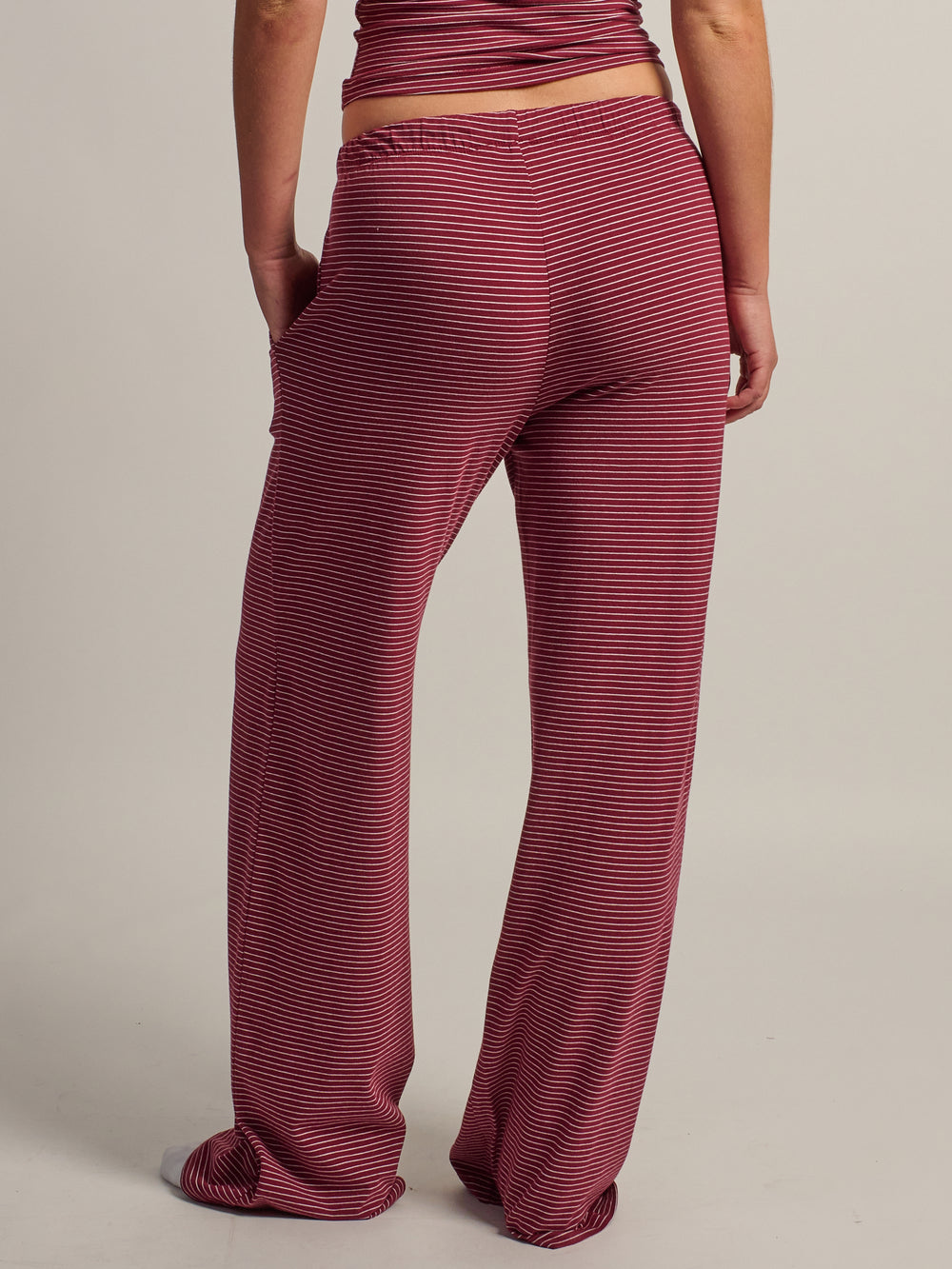 PANTALON JERSEY À RAYURES HARLOW BRIAR - BORDEAUX