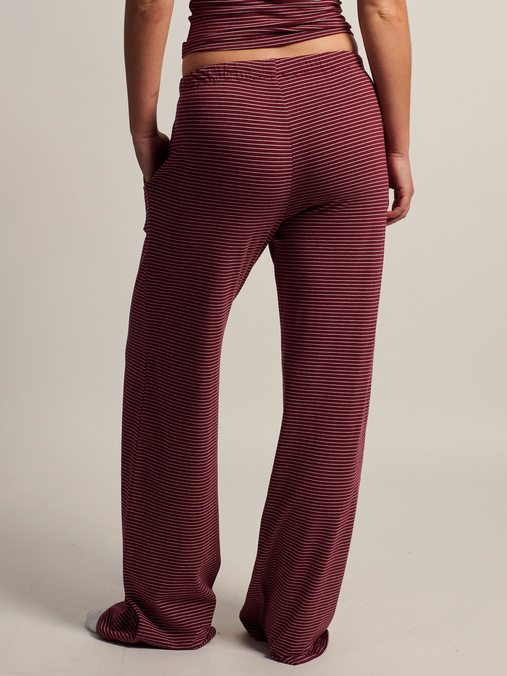 HARLOW SUNNI STRIPE JERSEY PANT - BURGUNDY