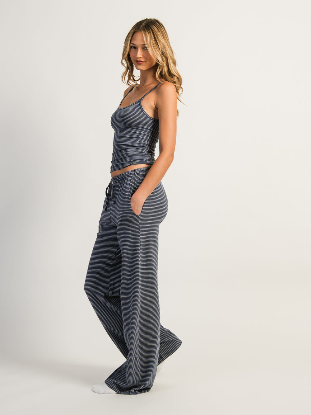HARLOW SUNNI JERSEY STRIPED PANT - INDIGO