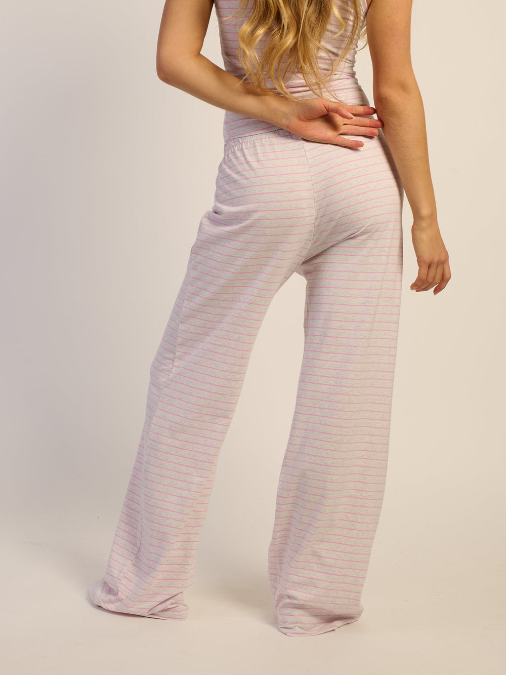 HARLOW SUNNI JERSEY PANTS - PINK STRIPE