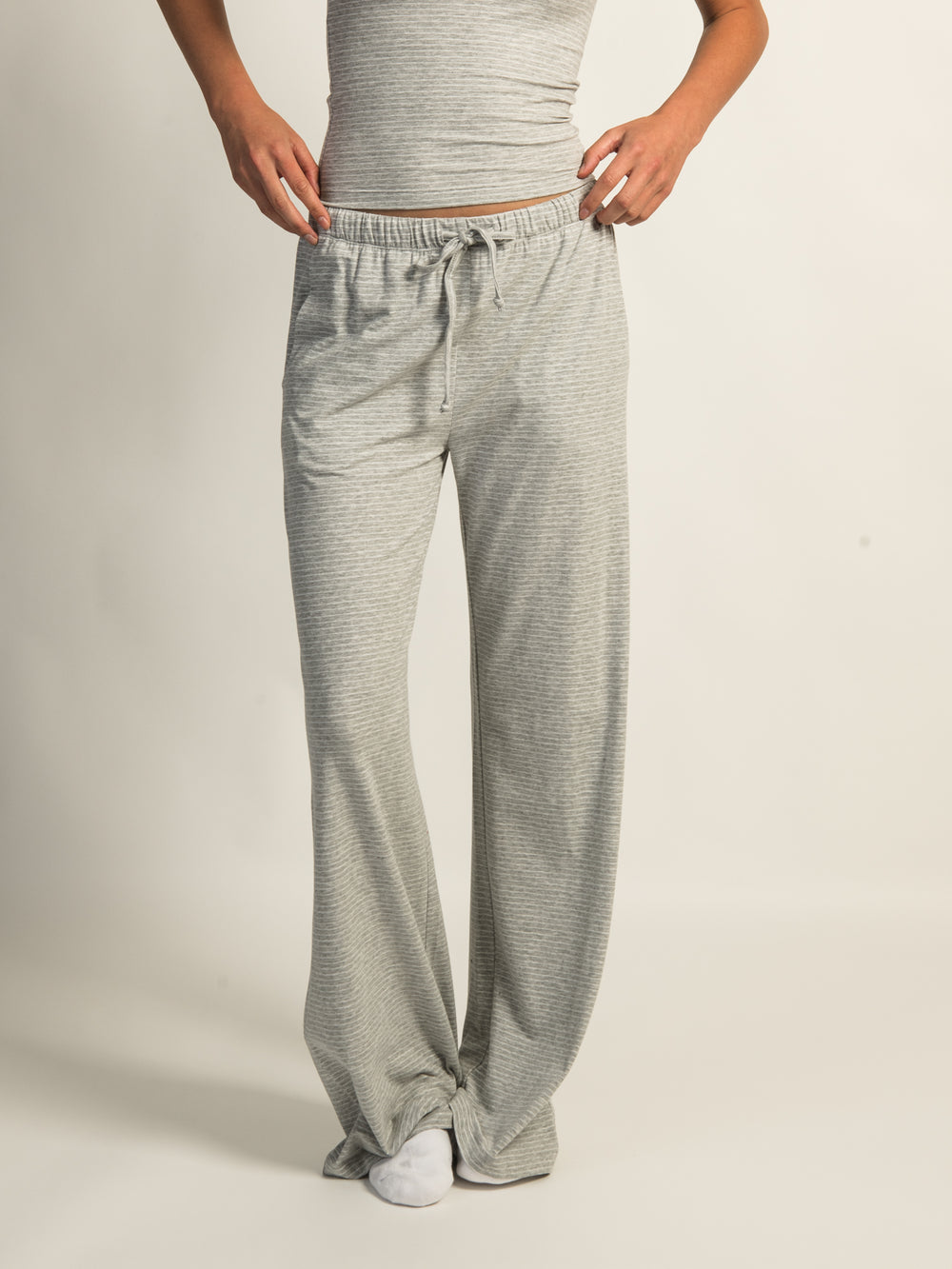 HARLOW SUNNI STRIPE JERSEY PANT - HEATHER GREY