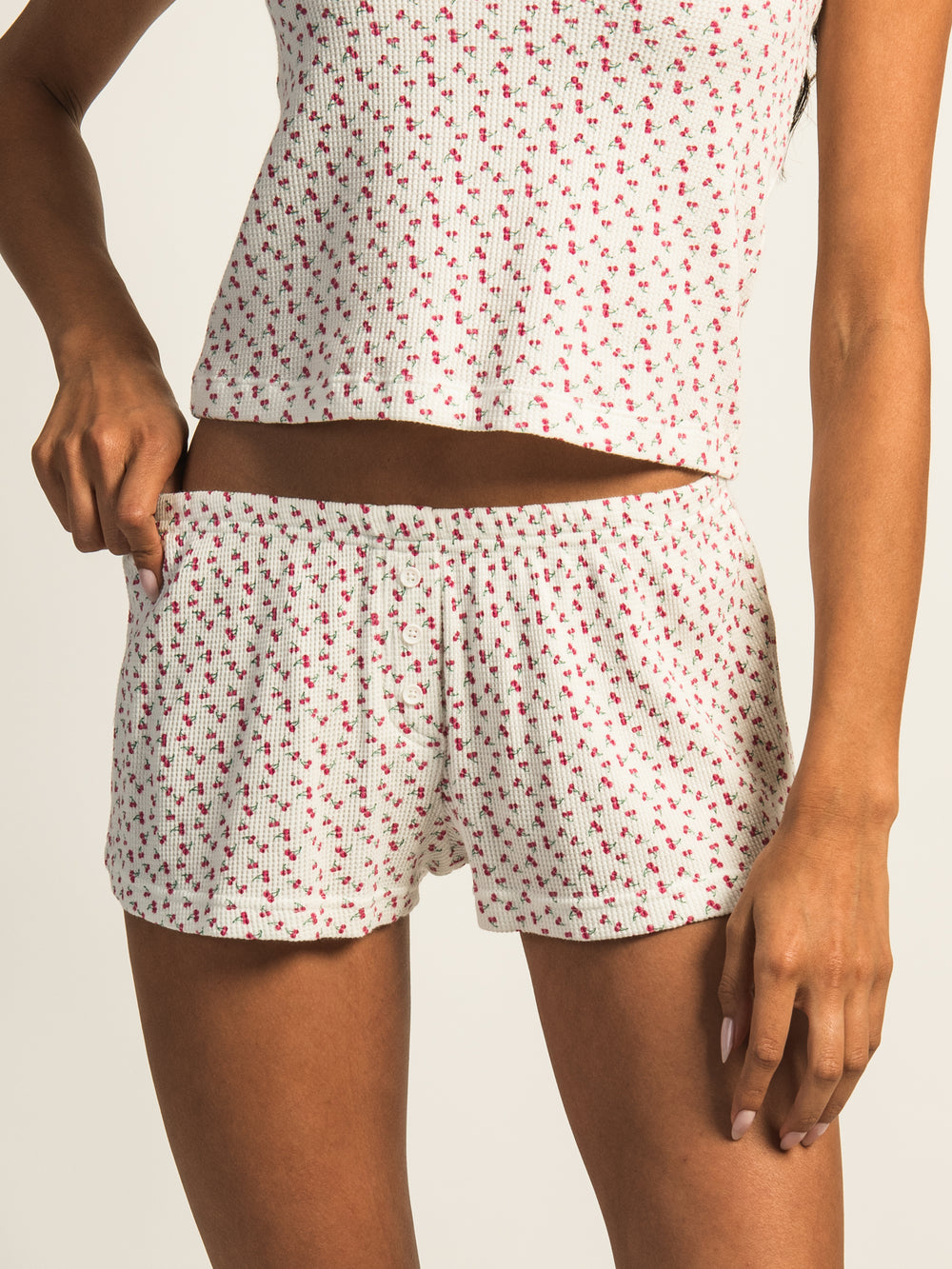HARLOW ALLIE DITSY WAFFLE SHORT - OFF WHITE
