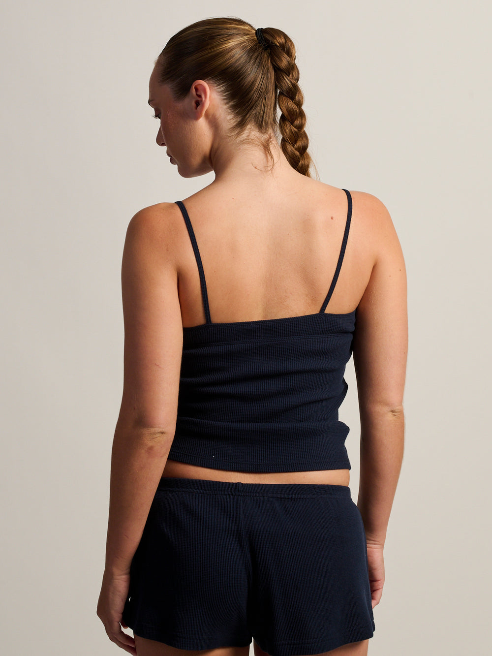 HARLOW WINNIE WAFFLE TANK - NAVY