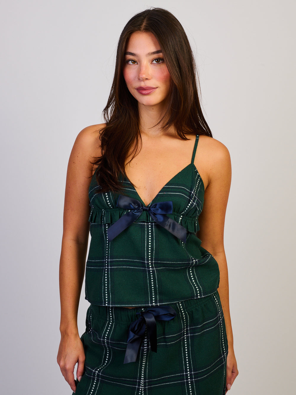HARLOW PLAID TANK TOP - FOREST