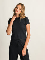 HARLOW ALLIE WAFFLE TEE - NAVY