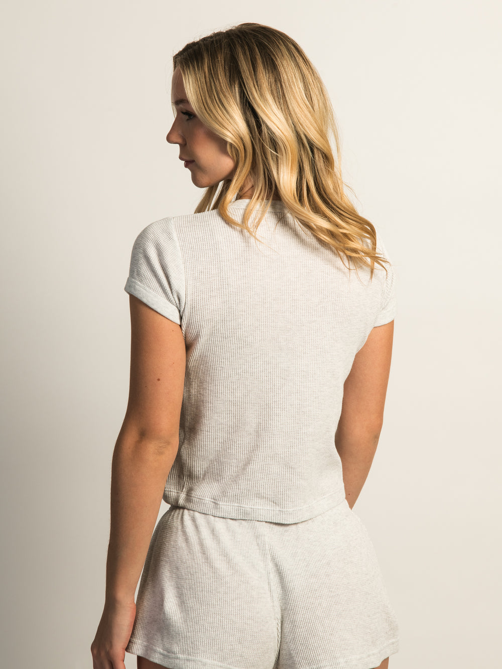 HARLOW ALLIE WAFFLE TEE - MELANGE