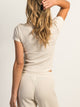 HARLOW ALLIE WAFFLE MELANGE TEE - OATMEAL